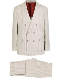 Brunello Cucinelli - Pinstriped Double-Breasted Linen Suit - Lyst