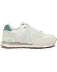 New Balance - 574 Panelled Brushed Suede Sneakers - Lyst