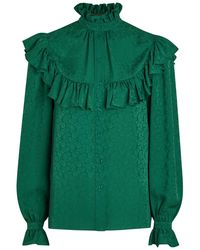 Saint Laurent - Paisley-Jacquard Silk Blouse - Lyst