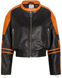 AN-Y1 - Biker Padded Colour-Blocked Leather Jacket - Lyst