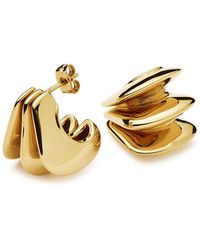 Missoma - Hera Dome Triple Ridge 18Kt-Plated Earrings - Lyst