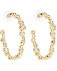 Alexis - Asterales Crystal-Embellished 14Kt-Plated Hoop Earrings - Lyst