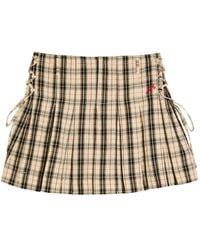 Damson Madder - Moffy Pleated Checked Cotton Mini Skirt - Lyst