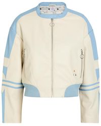 AN-Y1 - Biker Padded Colour-Blocked Leather Jacket - Lyst
