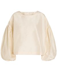 Suzie Kondi - Balon Balloon-Sleeve Silk-Taffeta Top - Lyst
