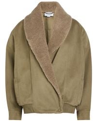 Stella McCartney - Plush-Trim Wrap Faux Suede Jacket - Lyst