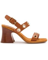Chloé - Janis 80 Eyelet-Embellished Leather Sandals - Lyst
