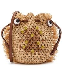 Anya Hindmarch - Creature Leather And Raffia Cross-Body Bag - Lyst