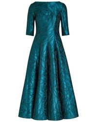 Talbot Runhof - Patterned-Jacquard Woven Midi Dress - Lyst