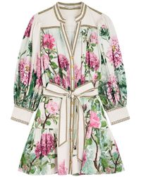 Alice + Olivia - Cora Floral-Print Stretch-Cotton Mini Dress - Lyst