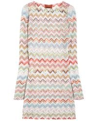 Missoni - Zigzag Metallic-Knit Mini Dress - Lyst
