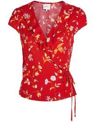Reformation - Clemence Floral-Print Crepe Wrap Top - Lyst