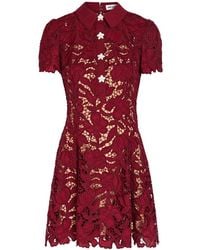 Self-Portrait - Floral Guipure Lace Mini Shirt Dress - Lyst