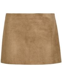 KHAITE - Jett Suede Mini Skirt - Lyst