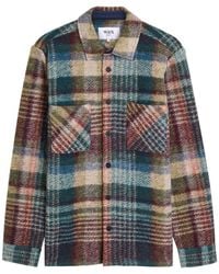 Wax London - Whiting Checked Wool-Blend Overshirt - Lyst