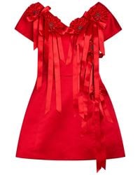 Simone Rocha - Rosette-Appliquéd Duchess Satin Mini Dress - Lyst