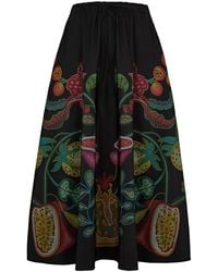 La DoubleJ - Floral-print Faille Midi Skirt - Lyst