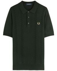 Fred Perry - Logo-Embroidered Zigzag Cotton-Knit Polo Shirt - Lyst