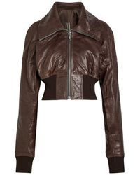 Rick Owens - Dracuflight Cropped Leather Bomber Jacket - Lyst