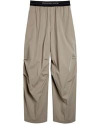 Alexander Wang - Logo Gathered Cotton-Blend Wide-Leg Trousers - Lyst