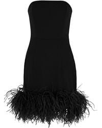 16Arlington - Minelli Feather-trimmed Mini Dress - Lyst