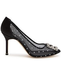 Manolo Blahnik - Hangisi 90 Polka-Dot Mesh Pumps - Lyst