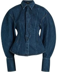 A.W.A.K.E. MODE - Puff-Sleeve Denim Shirt - Lyst