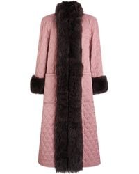 Chloé - Quilted Shearling-Trimmed Satin Coat - Lyst