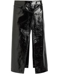 ARMARIUM - Ember Glossed Leather Midi Wrap Skirt - Lyst
