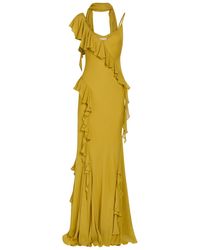 De La Vali - Mayara Scar-Effect Ruffled Chiffon Gown - Lyst