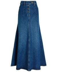 A.W.A.K.E. MODE - Cut-Out Flared Denim Midi Skirt - Lyst