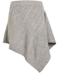 STAUD - Veer Asymmetric Cable-Knit Wool-Blend Skirt - Lyst