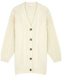 FRAME - Cable-knit Wool Cardigan - Lyst