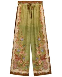 Zimmermann - Indra Printed Silk Trousers - Lyst