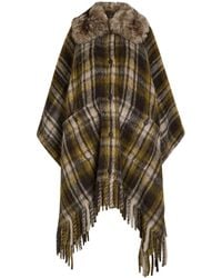 Moncler - Plaid Brushed Wool-Blend Cape - Lyst