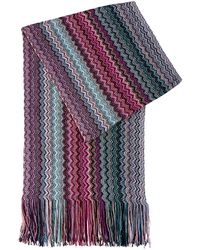 Missoni - Metallic Zigzag Intarsia Fringed Scarf - Lyst