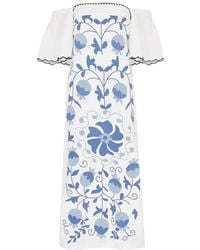 Lug Von Siga - Aisha Uzbek Embroidered Linen Midi Dress - Lyst