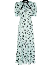 Alessandra Rich - Floral-print Silk Midi Dress - Lyst
