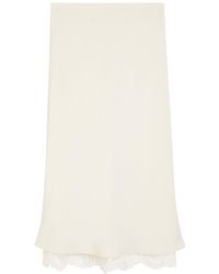 Maria McManus - Lace-Hem Satin-Twill Midi Skirt - Lyst