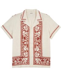 Bode - Rose Garland Cross-Stitched Linen Shirt - Lyst