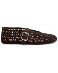 Alaïa - Vienne Cut-Out Suede Ballet Flats - Lyst