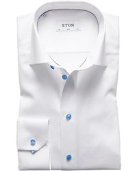 Eton of Sweden White Twill Shirt With Grey Details