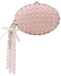 Self-Portrait - Oval Crystal-Embellished Satin Clutch - Lyst