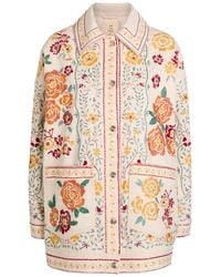 Free People - Avery Floral-Embroidered Denim Jacket - Lyst