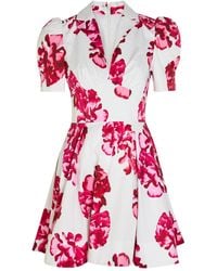 Rebecca Vallance - Damask Floral-Print Stretch-Cotton Mini Dress - Lyst