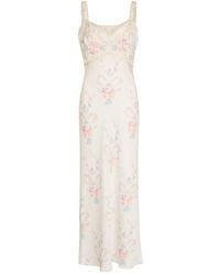 LoveShackFancy - Annabeth Floral Satin Maxi Slip Dress - Lyst