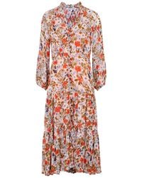 Veronica Beard - Zovich Floral-print Chiffon Midi Dress - Lyst