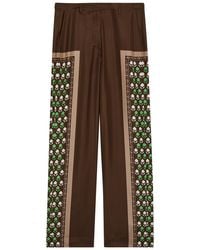 Tory Burch - Printed Straight-Leg Silk Trousers - Lyst