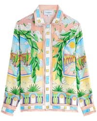 CASABLANCA - Paysage Ideal Printed Silk-Satin Shirt - Lyst