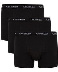 Calvin Klein - Black Stretch-cotton Trunks - Lyst
